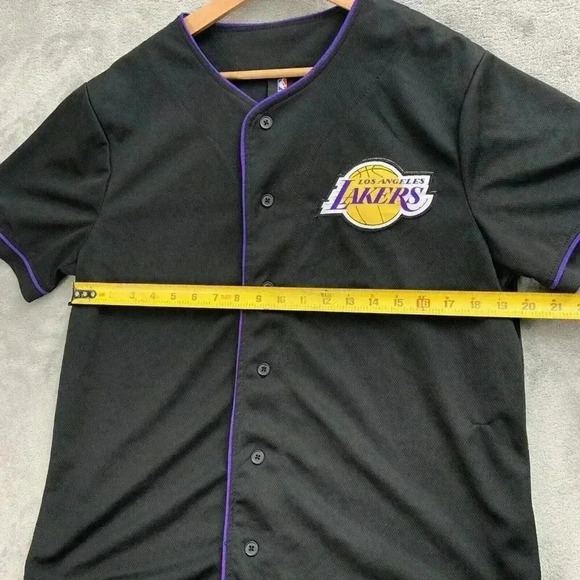 Los Angeles Lakers Jersey Mens Medium Black Button Down NBA Unk Basketball #48 - Picture 4 of 9